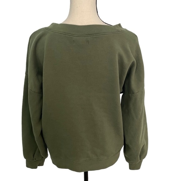 Madewell Women’s V-Neck Sweater Sweatshirt Sz Medium Olive Green - Picture 3 of 11